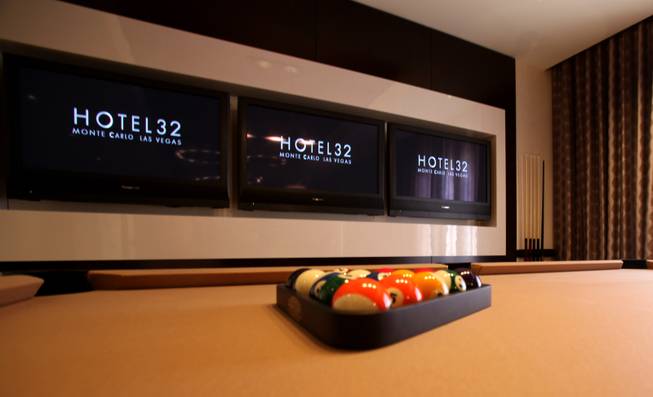 The pool table in the penthouse suite at HOTEL32 located ...