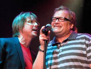 Drew Carey, right, joined Lon Bronson and his band onstage at Ovation Lounge in Green Valley Ranch on Aug. 27, 2009. Carey helped sing backup on the band's final number of the night, The Monkees' hit 