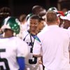 LaQuan Phillips hangs outs on the Green Valley sideline Friday as Green Valley took on Centennial.  Phillips bruised his spine and became temporarily paralyzed last year against Centennial while playing for Green Valley.

