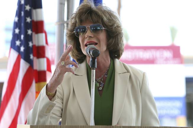U.S. Rep. Shelley Berkley congratulates the Regional Transportation Commission for its construction of the Bonneville Transit Center Monday during the groundbreaking ceremony.