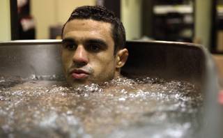 Vitor The Phenom Belfort takes a bath after his workout at Xtreme Couture in Las Vegas Wednesday in preparation for his upcoming fight against Rich Franklin on September 19 during UFC 103.

