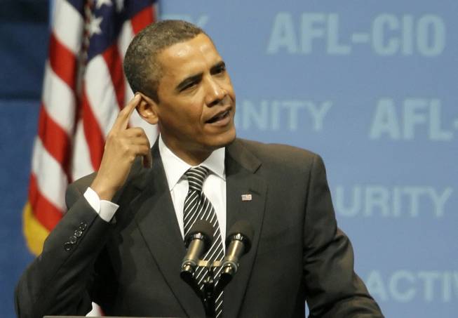 President Barack Obama addresses the delegates attending the AFL-CIO convention in Pittsburgh on Tuesday.