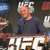 UFC President Dana White laughs at a comment made by a media member Thursday during the prefight press conference at the Hilton Anatole Hotel in Dallas. The UFC's first show in Dallas, second in the Lonestar State is set for Saturday night at American Airlines Center.