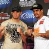 Former UFC middleweight champ Rich Franklin poses with former UFC light heavyweight champ Vitor Belfort Thursday afternoon after a press conference at the Hilton Anatole Hotel in Dallas. The veteran fighters square off in the main event of UFC 103 on Saturday night at the American Airlines Center.

