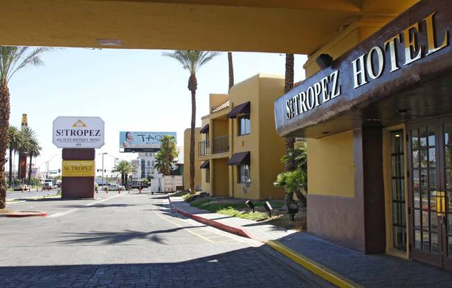 A view of the St. Tropez Hotel, which sits across the street from the Hard Rock Hotel on Harmon Avenue. 
