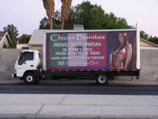 Martin Dean Dupalo snapped this photo of a mobile billboard advertising in his neighborhood near Nellis and Charleston boulevards. He's upset about the trucks and is working with the city to regulate them.