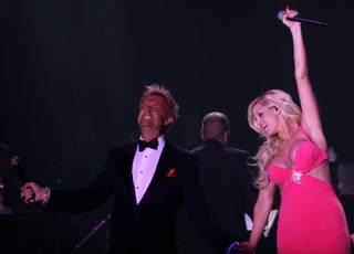 Zowie Bowies Chris Phillips and Marley Taylor perform during the gala premiere of Vintage Vegas at the Lance Burton Theater at the Monte Carlo on Sunday night.