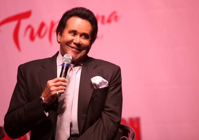 Wayne Newton answers questions from the Tiffany Theater in the Tropicana Hotel and Casino during the announcement of "Once Before I Go" in October.