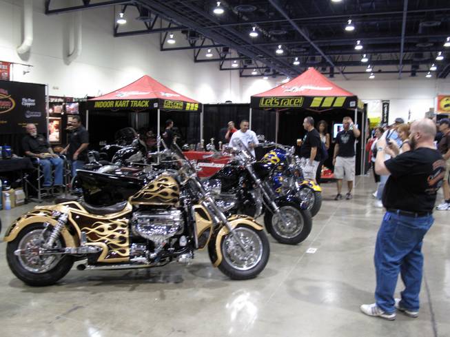 Brian Wilson, from Canada, takes a photo of some of the motorcycles on display at the 2009 Las Vegas BikeFest.