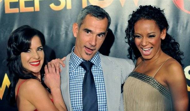<em>Peepshow</em> headliners Kelly Monaco and Mel B flank Jerry Mitchell, the show's creator, director and choreographer.