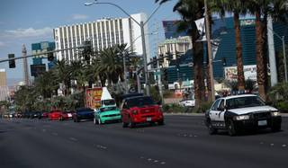 The first ever Barrett-Jackson Road Rally on Wednesday brought a parade of classic and luxury vehicles down the Las Vegas Strip.