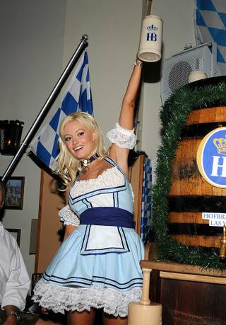 Holly Madison celebrates Oktoberfest at Hofbrauhaus.