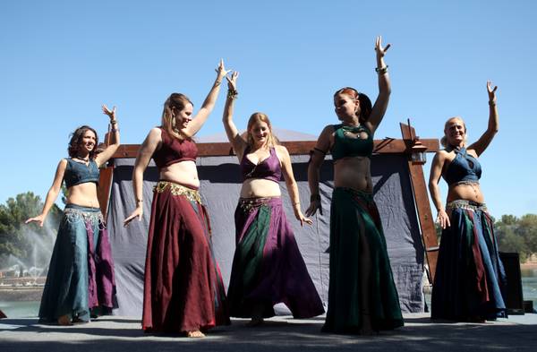 Belly dancers perform at the annual Age of Chivalry Renaissance ...