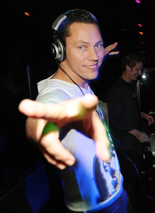 DJ Tiesto spins in the early hours of Oct. 9, 2009, at The Bank in the Bellagio. 