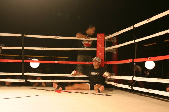 Alex Anagnostis takes a breather after his victory at MMA Xplosion at the M Resort.