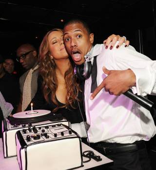 Mariah Carey and Nick Cannon celebrate Nick's 29th birthday at the Bank in the Bellagio.