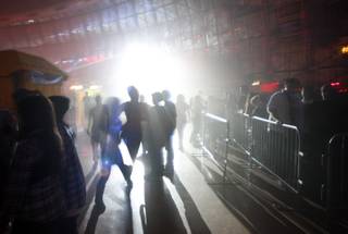 Guests walk through fog and strobe lights in the Fright Dome at Circus Circus Friday, Oct. 9, 2009. 