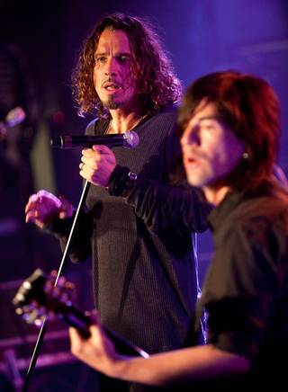 Chris Cornell performs at the grand opening concert for the Hard Rock Cafe on the Las Vegas Strip.