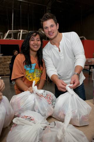 Nick Lachey visits Three Square food bank during his Winnit.com's Everybody Wins Tour.