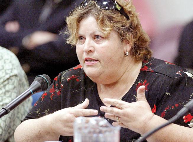 
Homeless advocate Linda Lera-Randle El testifies before the Assembly Health and Human Services Committee in 2003 in Carson City. Lera-Randle El's approach of going to potential clients rather than waiting for them to seek help has gained support in government circles.
