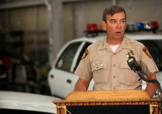 Sheriff Doug Gillespie addresses the media Tuesday morning to discuss a police crash that killed one officer and left another officer injured earlier this month.