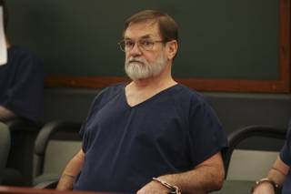 Former school bus driver Richard Stephen, 63, sits waiting to be called to appear before District Court Judge Abbi Silver for sentencing Monday at the Regional Justice Center.  Stephen was sentenced to 10 years in prison with the possibility of parole after 3 years on two counts of attempted lewdness of a minor under the age of 14.