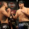 Cain Velasquez (left)  and Ben Rothwell face-off during the UFC 104 weigh-ins at the L.A. Live Event Deck Friday in Los Angeles.