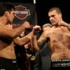 UFC light heavyweight champion Lyoto Machida (left) and challenger Mauricio Rua face-off during the weigh-ins at the L.A. Live Event Deck Friday in Los Angeles.  The two will headline Saturdays fight at the Staples Center.