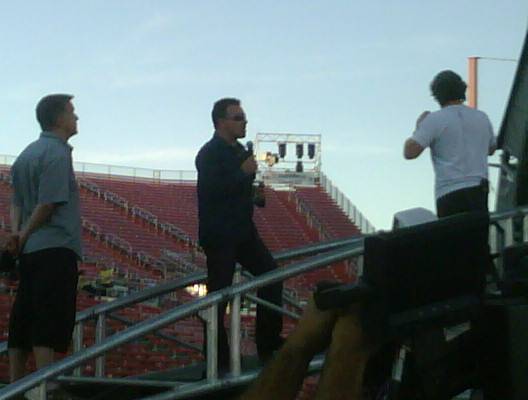 Bono during a sound check before Friday's concert at Sam Boyd Stadium. 