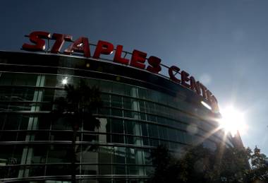 The Staples Center in downtown Los Angeles is the site of Saturday night’s UFC 104. 