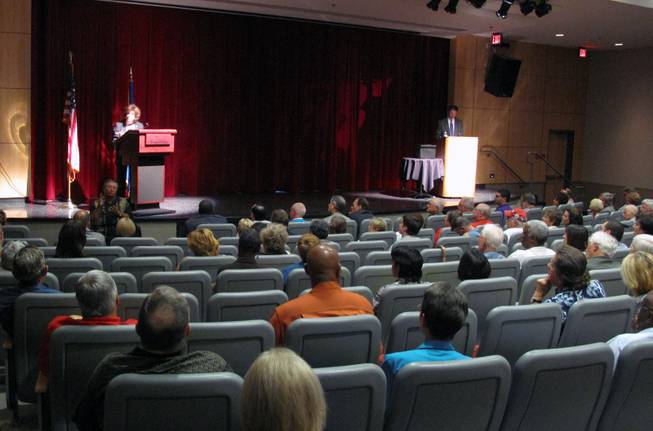 Rep. Shelley Berkley, D-Nev., speaks at a health care town hall Saturday in the UNLV Student Union.