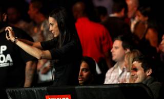 Demi Moore and Ashton Kutcher in the front row Saturday night during UFC 104 at Staples Center in Los Angeles.