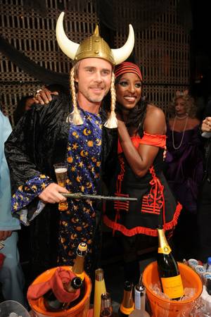 <em>True Blood</em> stars Sam Trammell and Rutina Wesley host the Halloween party at Lavo in the Palazzo on Oct. 31, 2009.