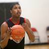 UNLV freshman Justin Hawkins shoots free throws during UNLV basketball practice at the Cox Pavilion Monday. UNLV freshman Justin Hawkins shoots free throws during UNLV basketball practice at the Cox Pavilion Monday.