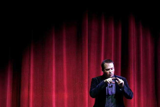Comedic magician Nathan Burton performs during his afternoon show at the Flamingo Wednesday, November 4, 2009.