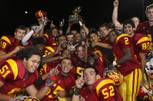 The Del Sol High football team celebrates winning the Henderson-based Southeast Division championship with a 46-26 victory against Coronado Friday night at Del Sol.  The winner annually receives the Henderson City Championship trophy.