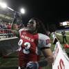 UNLV defensive lineman Malo Taumua celebrates after defeating Colorado State 35-16 Saturday, November 7, 2009 at Sam Boyd Stadium.