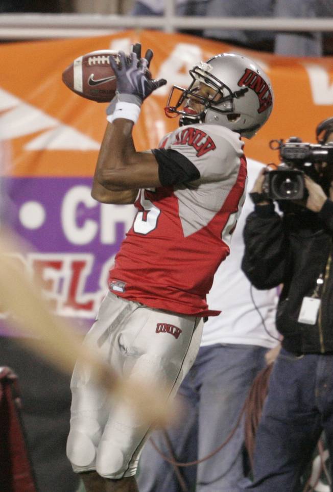 UNLV wide receiver Jerriman Robinson pulls in a 28-yard pass against Colorado State during the second half of their game Saturday, November 7, 2009 at Sam Boyd Stadium.  UNLV won the game 35-16.