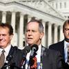 Rep. Dean Heller, R-Nev., right, stands with Rep. Joe Wilson, R-S.C., center, and Rep. Phil Gingrey, R-Ga., Wednesday in Washington. Heller has aligned with Wilson in seeking assurances that illegal immigrants would be blocked from coverage under government-sponsored health care.
Rep. Dean Heller, R-Nev., right, stands with Rep. Joe Wilson, R-S.C., center, and Rep. Phil Gingrey, R-Ga., Wednesday in Washington. Heller has aligned with Wilson in seeking assurances that illegal immigrants would be blocked from coverage under government-sponsored health care.