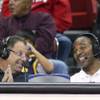UNLV basketball radio announcers Jon Sadler, left, and Robert Smith call the Rebels preseason game a