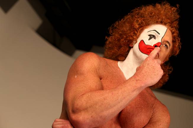 In his show at Atrium Showroom, Scott Thompson (known as Carrot Top onstage) refers to himself as a "mean clown." For his <em>Las Vegas Weekly</em> cover story, he sat for a photo session in which half his face was painted as a clown. Here is the process.