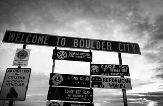 A sign on U.S. 93 welcomes travelers to Boulder City on Friday, Nov. 13, 2009. 