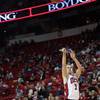 UNLV junior Kendall Wallace hits one of four 3-pointers Nov. 14 against Pittsburg State in the season opener for both teams at the Thomas & Mack Center. The Rebels blew it open in the second half to get a 91-52 victory.