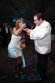 Karina Smirnoff and Emeril Lagasse at his Carnival du Vin in the Palazzo.