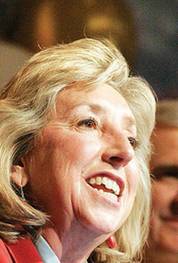 
Rep. Dina Titus, shown speaking on election night, is the first Democrat to represent her district.