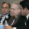 John Wilhelm, center, president of Unite Here, said Wednesday that unions should focus on a cooperat