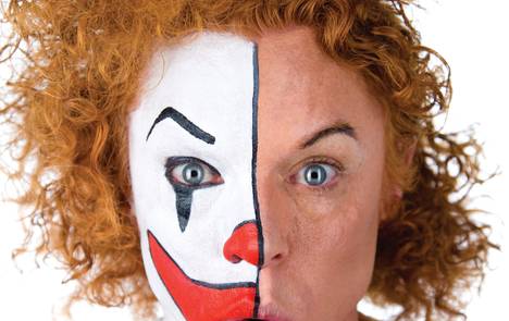 In his show at Atrium Showroom, Scott Thompson (known as Carrot Top onstage) refers to himself as a "mean clown." For his Las Vegas Weekly cover story, he sat for a photo session in which half his face was painted as a clown.