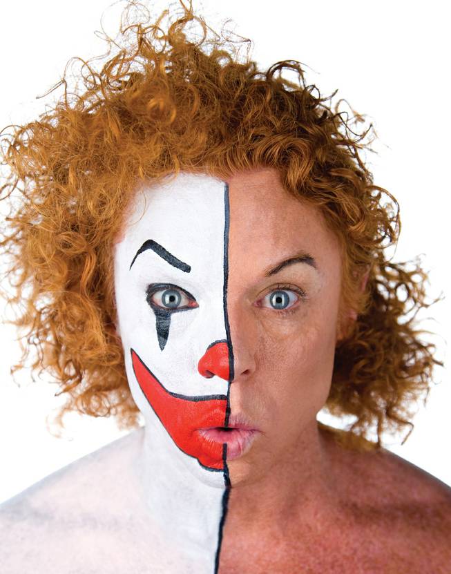 In his show at Atrium Showroom, Scott Thompson (known as Carrot Top onstage) refers to himself as a &quot;mean clown.&quot; For his <em>Las Vegas Weekly</em> cover story, he sat for a photo session in which half his face was painted as a clown.