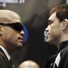 Tito Ortiz and Forrest Griffin face off at a news conference for UFC 106 Thursday, November 19, 2009. Tito Ortiz and Forrest Griffin face off at a news conference for UFC 106 Thursday, November 19, 2009.