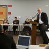 UNLV President Neal Smatresk answers a question at Tuesday's Faculty Senate meeting. 